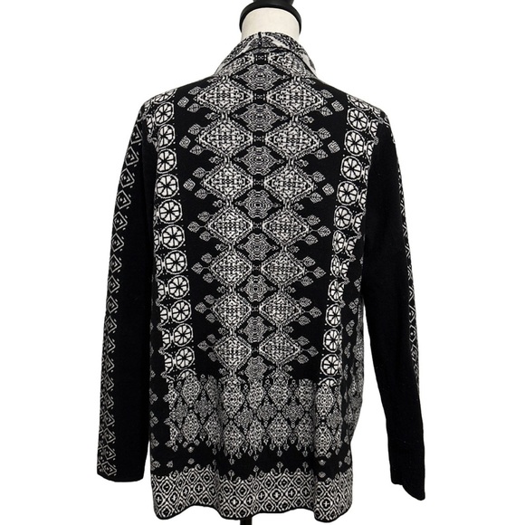 Lucky Brand Open Front Tribal Waterfall Cardigan Sweater. Medium - Picture 3 of 6